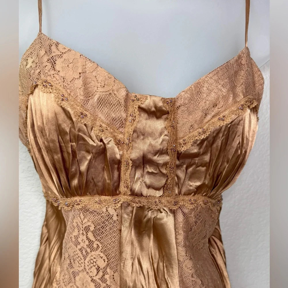 Y2K Satin Lace‎ Slip Camisole Size L Babydoll Empire Waist Lace for Layering
